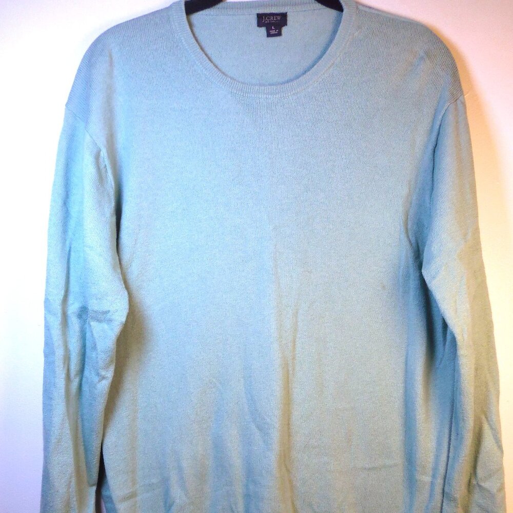 J.Crew Cashmere Blend Super Soft Pale Green Men's Sweater SZ L